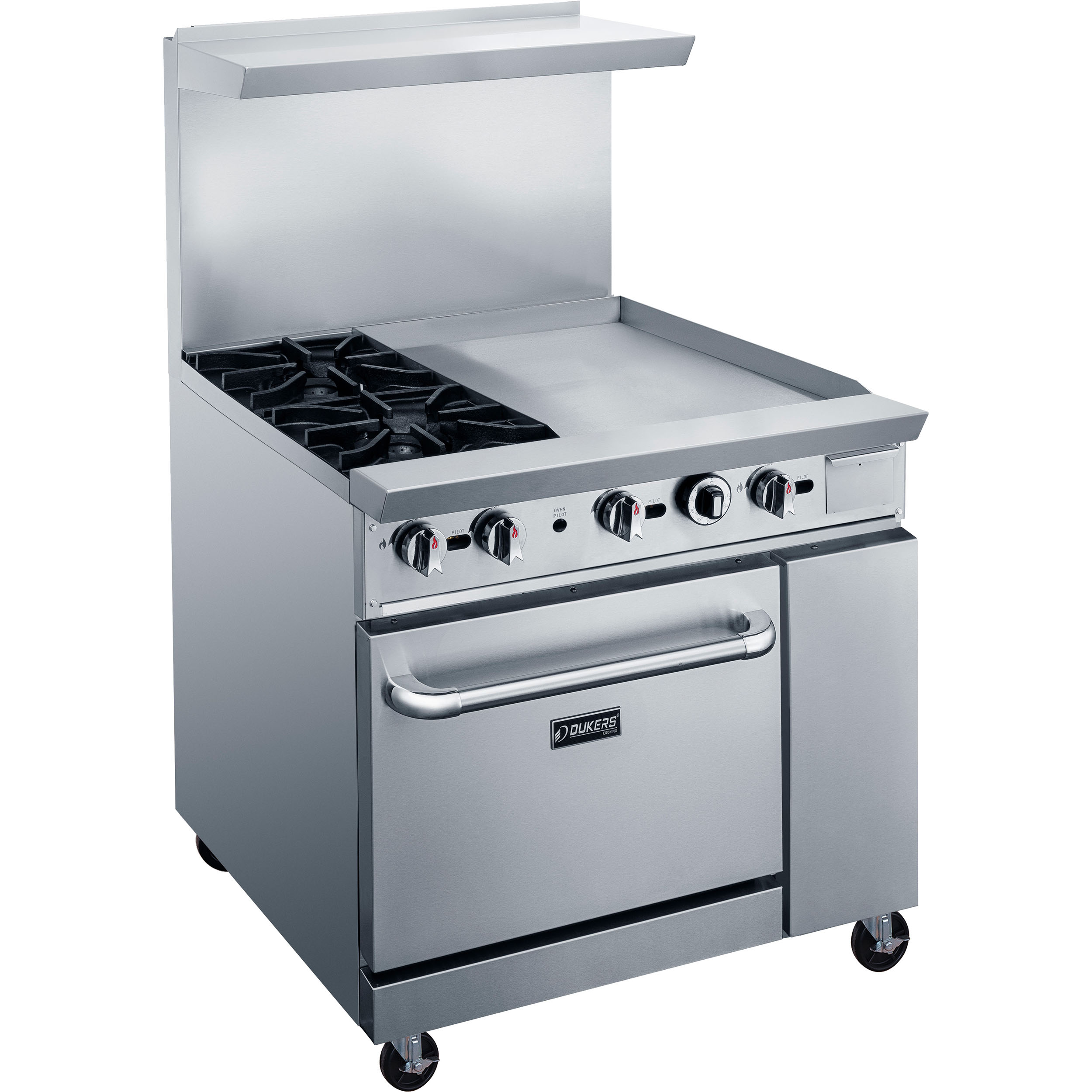 GAS RANGE WITH 2 BURNERS AND 24 IN. GRIDDLE DUKERS