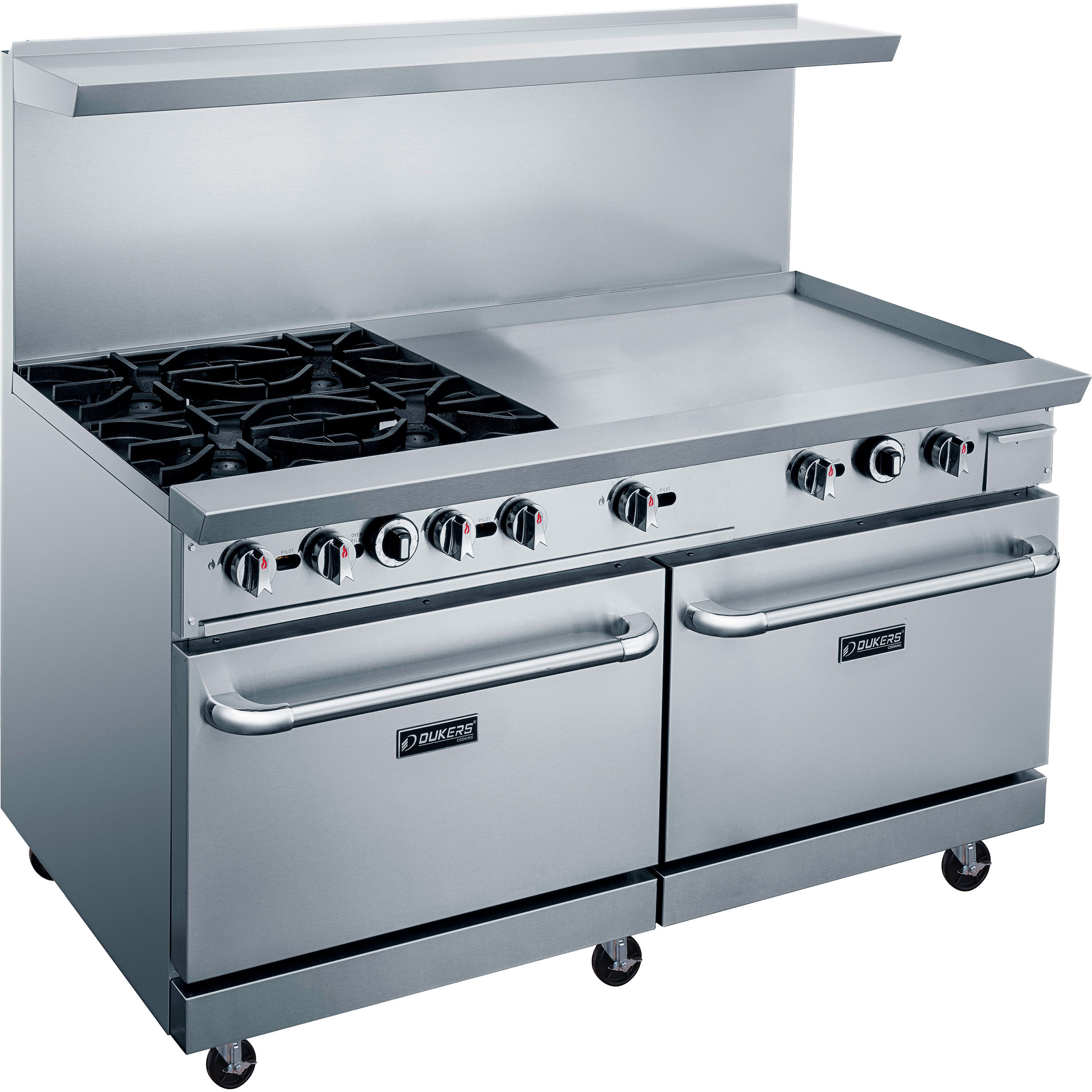 GAS RANGE WITH 4 BURNERS AND 36 IN. GRIDDLE DUKERS